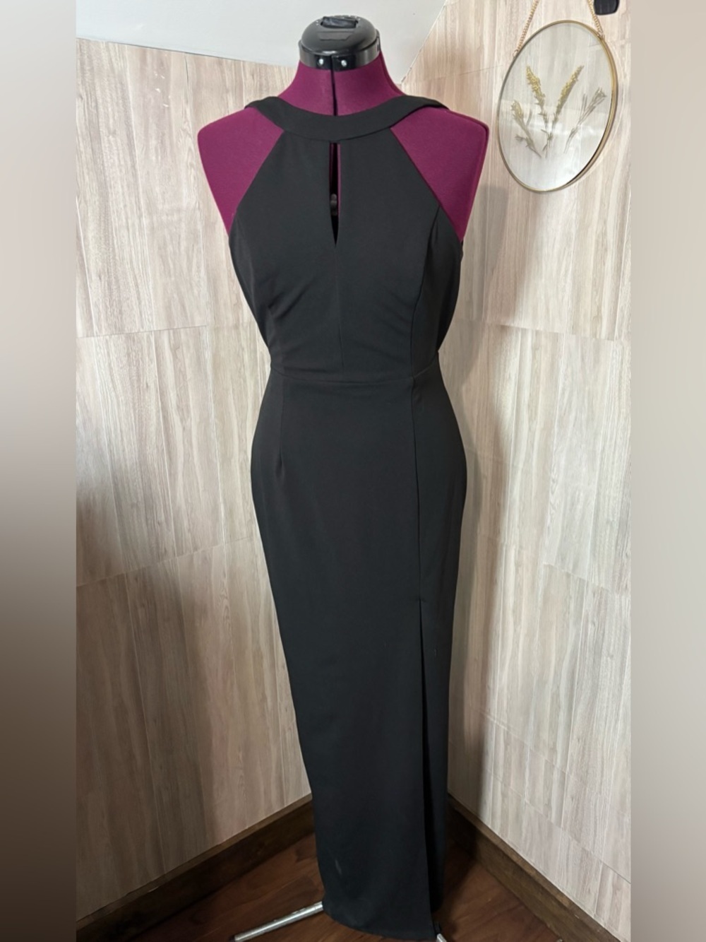 Lulu's Black Halter Maxi Dress with Front Keyhole Prom